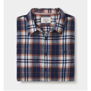 The Normal Brand Men's Stephen Plaid Flannel Shirt, Auburn Navy, Size XL